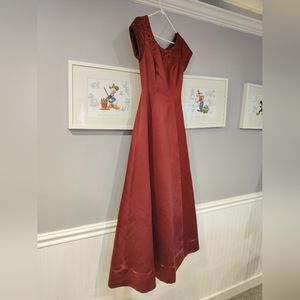 Maroon Short Sleeve 2000s Prom Dress